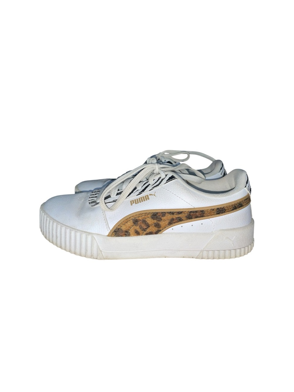 Puma Carina Animal Mix Leopard White Platform Sneakers Women’s 7.5